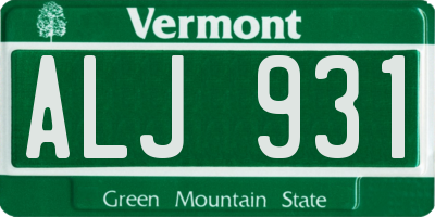 VT license plate ALJ931
