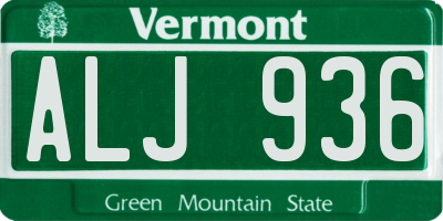 VT license plate ALJ936