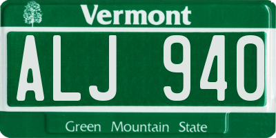 VT license plate ALJ940