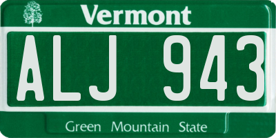 VT license plate ALJ943
