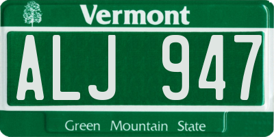 VT license plate ALJ947