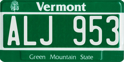 VT license plate ALJ953