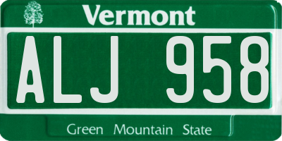 VT license plate ALJ958