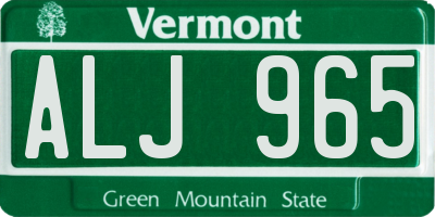 VT license plate ALJ965