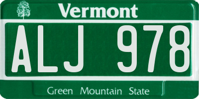 VT license plate ALJ978
