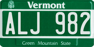 VT license plate ALJ982