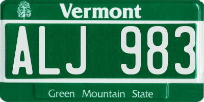 VT license plate ALJ983