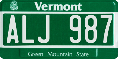 VT license plate ALJ987
