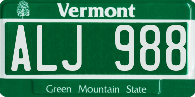VT license plate ALJ988