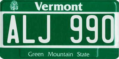 VT license plate ALJ990
