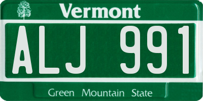 VT license plate ALJ991
