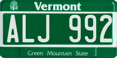 VT license plate ALJ992