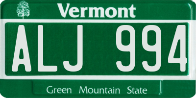 VT license plate ALJ994