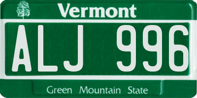 VT license plate ALJ996