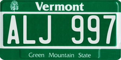 VT license plate ALJ997