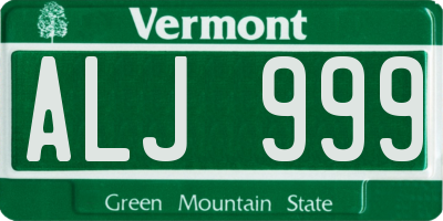 VT license plate ALJ999