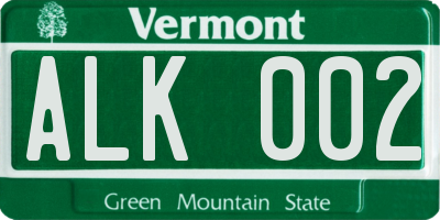 VT license plate ALK002