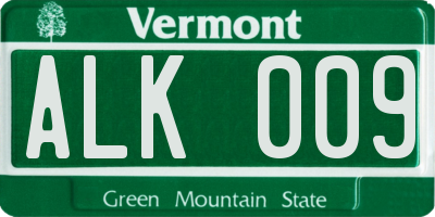 VT license plate ALK009