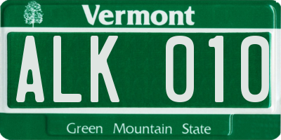 VT license plate ALK010