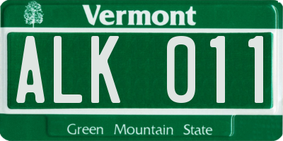 VT license plate ALK011