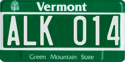 VT license plate ALK014