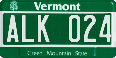 VT license plate ALK024