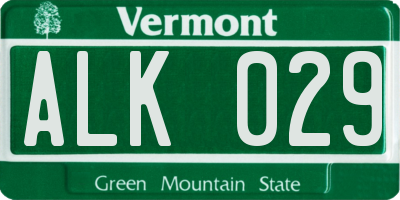 VT license plate ALK029