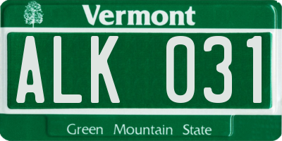 VT license plate ALK031