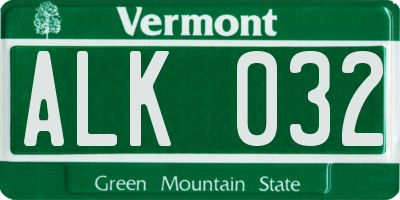 VT license plate ALK032