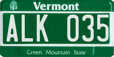 VT license plate ALK035
