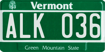 VT license plate ALK036