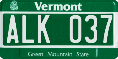 VT license plate ALK037