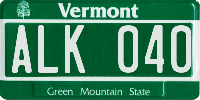 VT license plate ALK040