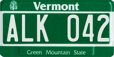 VT license plate ALK042