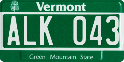 VT license plate ALK043