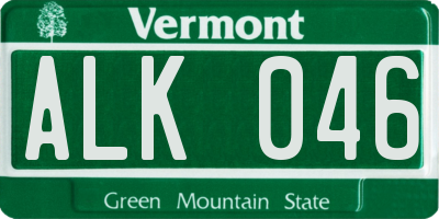 VT license plate ALK046