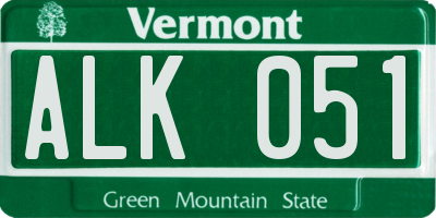 VT license plate ALK051