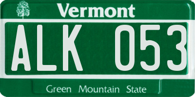 VT license plate ALK053