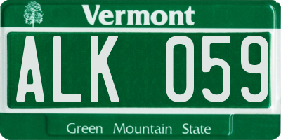 VT license plate ALK059