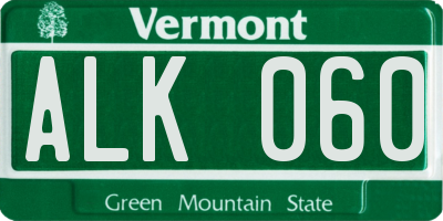 VT license plate ALK060