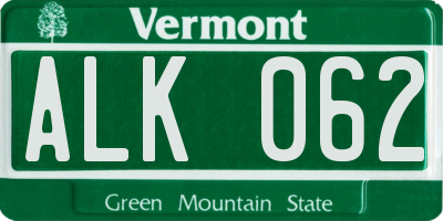 VT license plate ALK062