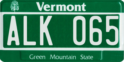VT license plate ALK065