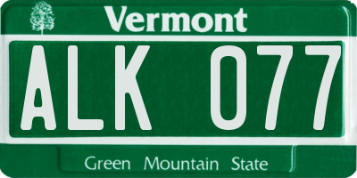 VT license plate ALK077