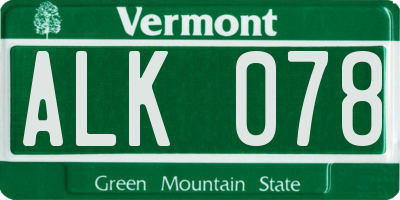 VT license plate ALK078