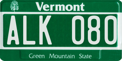 VT license plate ALK080