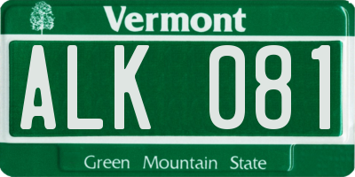 VT license plate ALK081