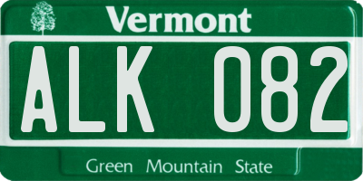 VT license plate ALK082