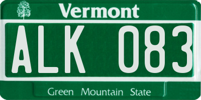 VT license plate ALK083