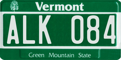VT license plate ALK084