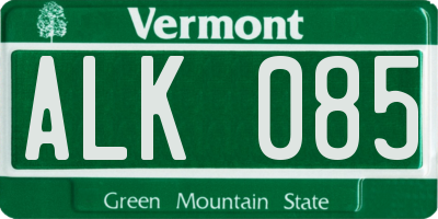 VT license plate ALK085